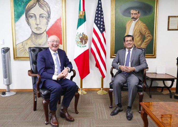 Presidente de la Mesa Directiva en Diputados, Sergio Gutiérrez Luna se reunió con el embajador de Estados Unidos en México, Ken Salazar