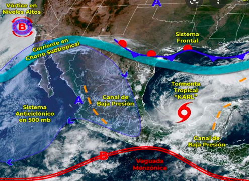 LA TORMENTA TROPICAL ‘KARL’ PROVOCARÁ LLUVIAS FUERTES EN SIETE ESTADOS