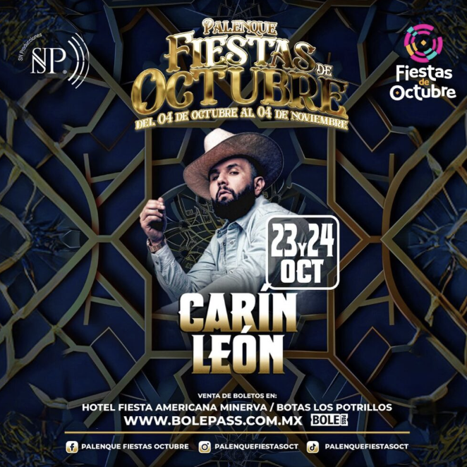 CARÌN LEÒN, CHRISTIAN NODAL Y GRUPO FIRME ACTÙAN EN FIESTAS DE OCTUBRE DE GUADALAJARA
