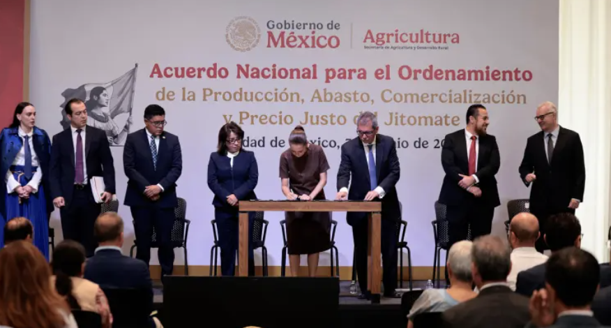 FIRMA SHEINBAUM ACUERDO CON PRODUCTORES DE JITOMATE PARA MANTENER PRECIOS JUSTOS