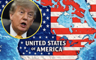 TRUMP PUBLICA IMAGEN EN LA QUE UNA BANDERA DE EU CUBRE A MÉXICO COMO SI FUERA PARTE DE ESE PAÍS