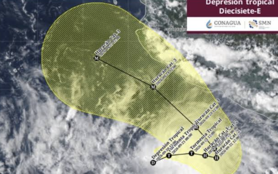 DEPRESIÓN TROPICAL ‘DIECISIETE-E’ PODRÍA CONVERTIRSE EN HURACÁN CATEGORÍA 3 FRENTE A GUERRERO